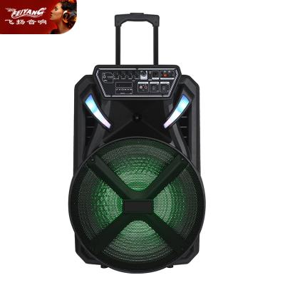 China 2022 High Power 100W Digita Feiyang Trolley Speaker Wireless Karaoke Party Dolby Speaker OEM BT 15 Inch Speakers With Rechargeable Battery for sale