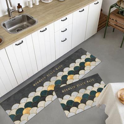 China Stain Resistant Anti Fatigue Kitchen Mat Custom Design Stain Resistant Non Slip Polyester Set Kitchen Mat for sale