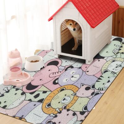 China Pet PVC Foot Mat Trapper Food Yarn Logo Mat Washable Coil Printed Door Mat for sale