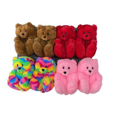 China Fashion Trend New Arrival Felt Slides Slippers Bedroom Teddy Bear Slippers For Women Girls for sale