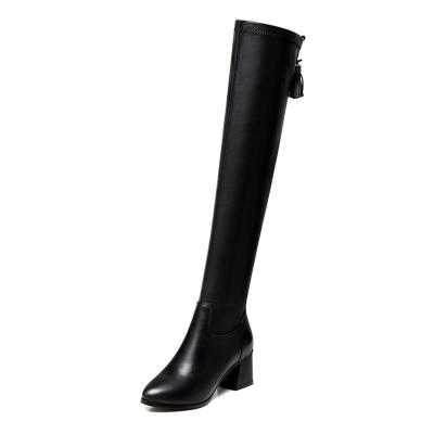 China Winter Thermal Elegant Tall Boots Genuine Leather Tassel Over-the-Knee Boots Western Women Boots for sale