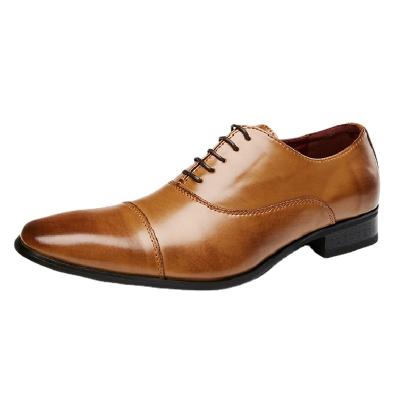 China 2021 Round Classic Business Cowhide Leather Shoes Salmon Lace Up Stylish Oxford Shoes For Men for sale