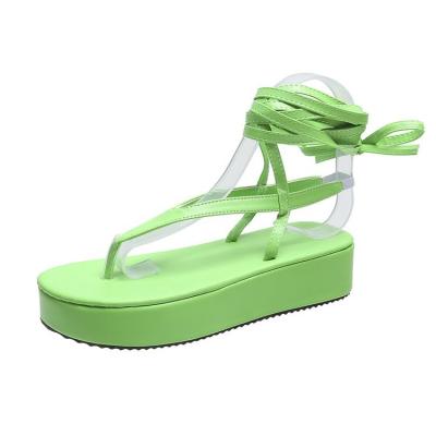 China Fashion Trend Women Shoes Sandals Ladies Flip Flop T Strap Waist Increasing 4 cm Platform Fashion Sandals for sale