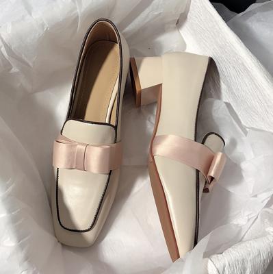 China New Arrival Fashion Trend Ultra Thick High Heel Bow Retro Medusa Cutie Style Shoes Walking Loafers For WOMEN for sale