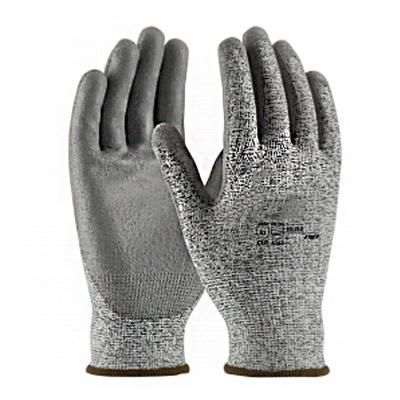 China Durable 2021 HPPE Cut Resistant Level 5 Safety Work Gloves With PU Palm Coated for sale