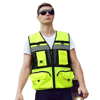 China Anti-wrinkle Hi Vis Security Cheap Price Multi-pocket Road With Multi-pocket High Visibility Safety Vest Breathable Buzos for sale