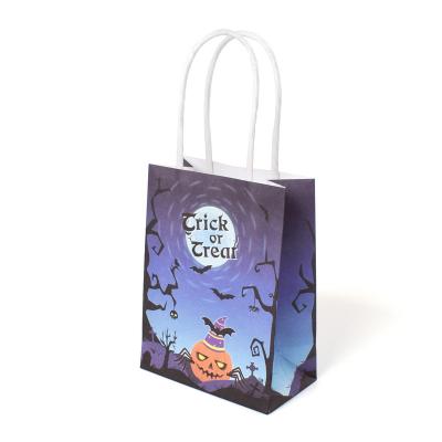 China Factory Price Recyclable Wholesale Custom Logo Holiday Halloween Paper Handbag For Packing Candy for sale