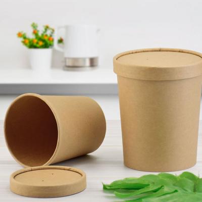 China Traditional Biodegradable Eco - Friendly Disposable Fruit Salad Take Out Box Kraft Paper Salad Bowl for sale