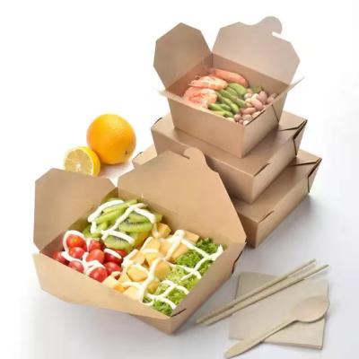 China Traditional Take Away Food Box Disposable Paper Folding Lunch Box Biodegradable Packaging Food Container Paper Boxes for sale