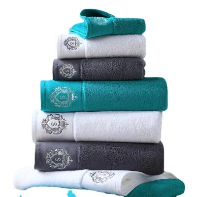 China Luxury Embroidery Hypoallergenic Bathroom Jacquard Satin Platinum Towel Egyptian Cotton Hotel Towels for sale