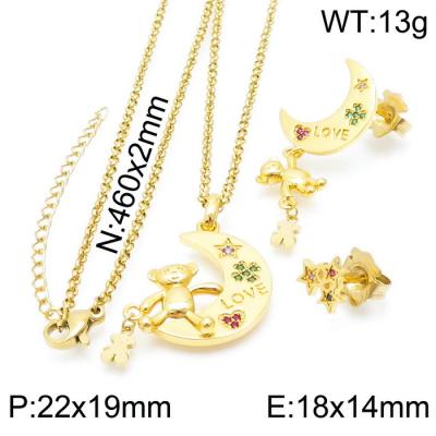 China Wholesale TRENDY Beautiful Bear Touse Jewelry Set Rose Gold Necklace Set Stainless Steel Earring Studs Nice Jewelry Gift Fashion Bear for sale