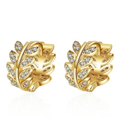 China FASHIONABLE Wholesales Elegant Design S925 Gold Plated Luxury Olive Leaf Earrings for sale