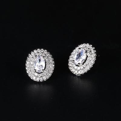 China Hot-selling Classic TRENDY Ellipse Rhinestone Zircon Stud Earrings For Women for sale