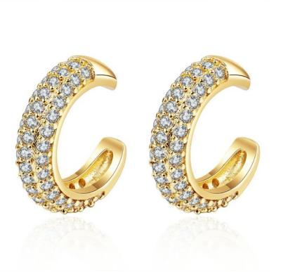 China New Design Earrings TRENDY Dubai Gold Plated CZ Earring Fashion Gold Cuff Earring Jewelry Women No Piercing Hole Cuff Clip ear for sale