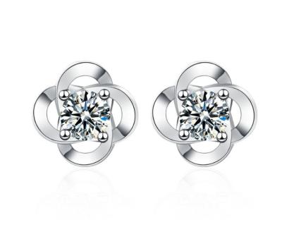 China Fashionable New Design CZ Jewelry S925 Plated Cubic Zirconia Stud Earrings For Ladies for sale