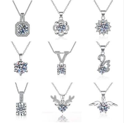 China Wholesale Trendy Women's Fashion Jewelry Moissanite Necklaces 925 Luxury Silver Bling Pendant Necklace Women for sale