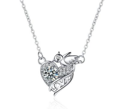 China Wholesale FASHIONABLE Love Heart Love Bird Necklace CZ Necklace Fashion Necklace Fancy Wedding Gift for sale