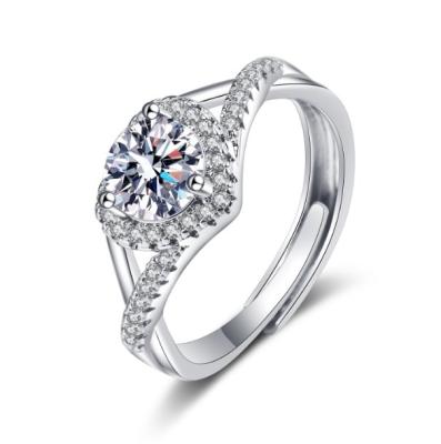 China FASHIONABLE Romantic Opening Size Moissanites Ring Engagement Wedding Jewelry Ring CZ Heart Design Rings for sale