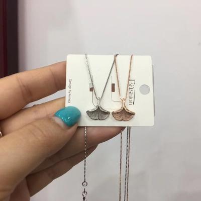 China Fashionable Custom Luxury Jewelry 925 Sterling Silver Fan Shaped Pendant Necklace Charm for sale