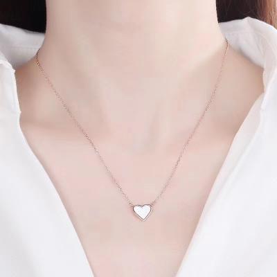 China New Fashion FASHIONABLE 925 Sterling Silver Shell Love Heart Pendant Necklace For Women Girls for sale