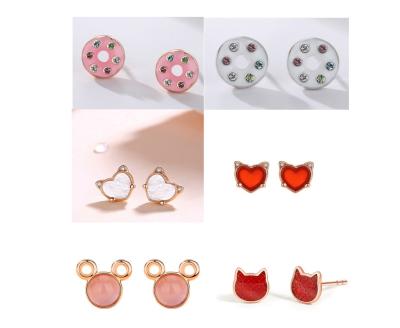 China Trendy Fashion Real 925 Sterling Silver Jewelry Enamel Cute Stud Earrings Stud Earrings For Women for sale