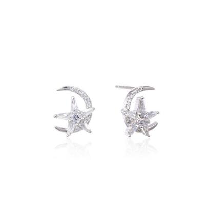 China FASHIONABLE High Quality 925 Sterling Silver Exquisite Star and Moon Series Stud Earrings Zircon Stud Earrings Women Jewelry for sale