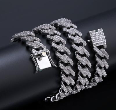 China Wholesale Hip Hop Men's MIAMI CUBAN LINK Chain Necklaces Casting Zircon Fully Micro Clasp Iced Out Bling DJ Hitter Jewelry for sale