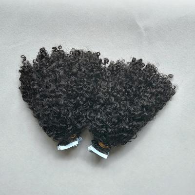 China Kinky Curly Burmese Curly Tape In Raw Unprocessed Burmese Hair Jerry Curly Afro Curly Hair Extension for sale