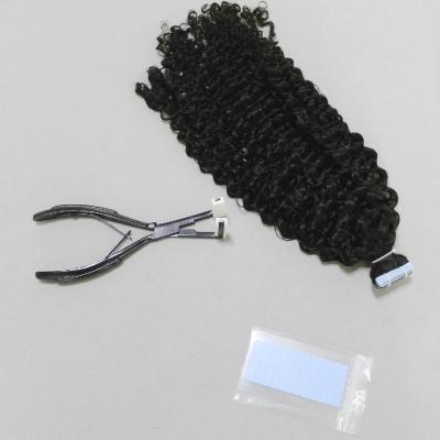 China Kinky Curly Steamed Textured Tape In Unprocessed Raw Indian Human Hair Burmese Deep Curly Hair Extension for sale