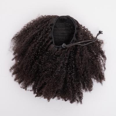 China Wholesale Jerry Curl Burmese Afro Curly Drawstring Ponytail Virgin Hair 10-30inches Indian Raw for sale