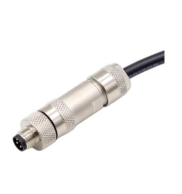 China Circular Power Sensor M8 4 Pin Metal Male Male Field Installable Connector Straight Waterproof IP67 For Signals for sale