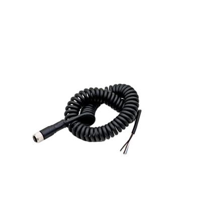 China Circular Power Sensor M8 4 Pin Female Connector Straight Molded Pure Spring Cable 1.5Meters Free End Waterproof IP67 For Signals for sale