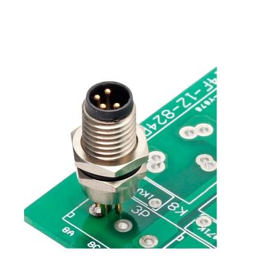 China Power Sensor M8 4 Pin Male Circular PCB Panel Connector Rear Mount CNC Screw Waterproof IP67 For Signals for sale