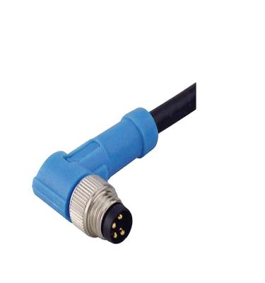 China M5 4 Pin Male Connector Overmolded Right Automotive Circular Sensor Angled PUR Cable IP67 Waterproof For Automotive Signals for sale