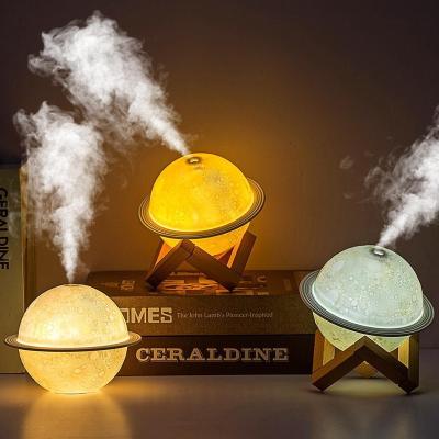 China Color Changing LED Light New Design Portable Travel Around Colorful Mini Usb Ultrasonic Planet Air Humidifier With Led Light for sale