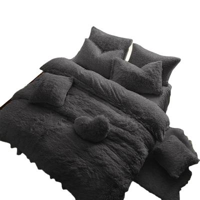 China Folded Teddy Fleece Duvet Cover With Pillow Case Thermal Soft Warm Cozy Bedding Bed Set for sale