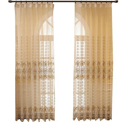 China Blackout Embroidered Voile Curtains With Buckles for sale