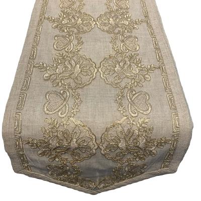 China High Quality Embroidery Wedding Lace Velvet Table Covers Oilproof Spandex Round Table Cover Decorative Dining Table Runner for sale