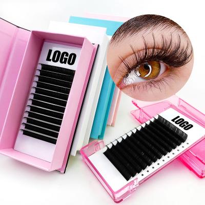 China 0.15 0.20mm C D False Mink Ellipse Eyelash Extensions Slit Tips Natural Flat Ellipses Shaped Ellipse Flat Eyelashes for sale