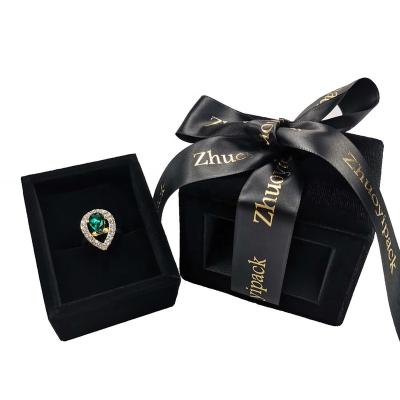 China Jewelry Packaging Luxury Custom Velvet Jewelry Box With Ribbon Jewelry Packaging Box Logo Gift Ring Box Jewelry for sale