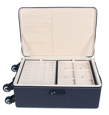 China For Jewlery packaging Salesman leather ABS travel luggage suitcase with custom jewelry packaging display trays for sale