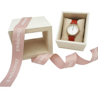 China Fashionable and Simple Hot Selling Luxury Watch Box Ring Necklace Earring Pink Jewelry Gift Box Wristwatch Luxury Custom Box with Ribbon Printed Custom LOGO for sale