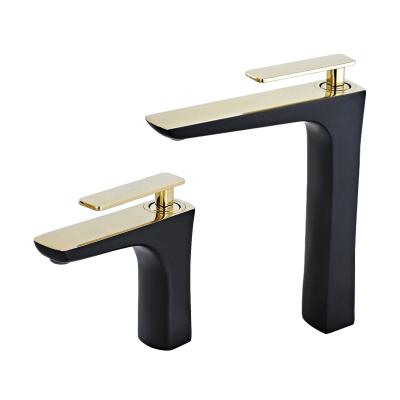 China Gold Hot And Cold Faucets Bathroom Faucet Sense Crane Single Handle Single Hole Basin Sink Elegant Black Water Tap Mixer Tap for sale