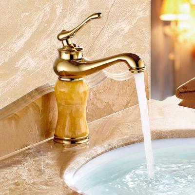 China Sense Faucets Single Level Basin Faucet Gold Bathroom Faucet Plated Deck Mounted Basin Faucet Basin Mixer for sale