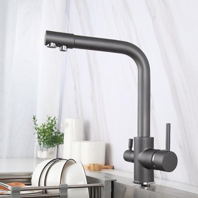 China Sense Faucets Hose Sprayer Black Hot And Cold Water Kitchen Sink Faucet Single Sink Handle 3 In 1 Kitchen Faucet for sale