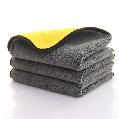 China Necessities Coral Fiber Double-Sided Fine Absorbent Fleece Car Towel Thickened Child-Safe Thickened Daily Towel Car Wash Two Color for sale