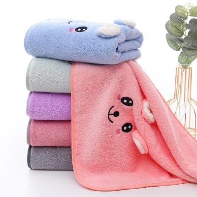 China Towel Towel Cartoon Towel Soft Cute Household Coral Fleece Ear Fleece Ear Rabbit Face Towel Adult Wholesale Wholesale for sale