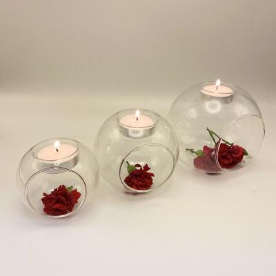 China Unique New Product Retro Art Mini Greenhouse Modern Glass Candle Holder Long-stemmed Glass Candle Holder for sale