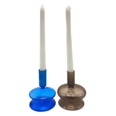 China Unique Art Modern Candlestick Glass Bottle Candle Holder High Borosilicate Glass for sale