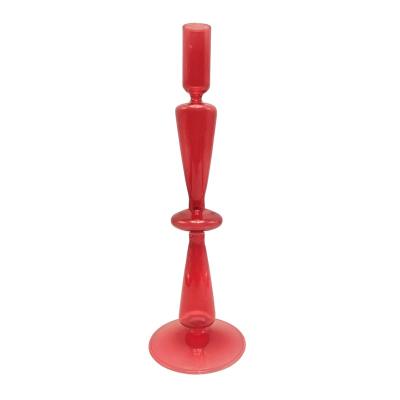 China Unique Art Glass Candle Holder Wholesale Candle Sticks Modern Glass Artistic Blow Holder for sale